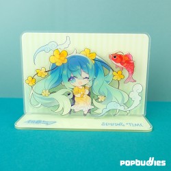 Hatsune Miku Spring Time Acrylic  Figure Standee Chibi Miku with Koi & Flowers