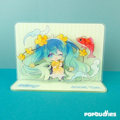Hatsune Miku Spring Time Acrylic Stand Figure – Chibi Miku with Koi & Flowers