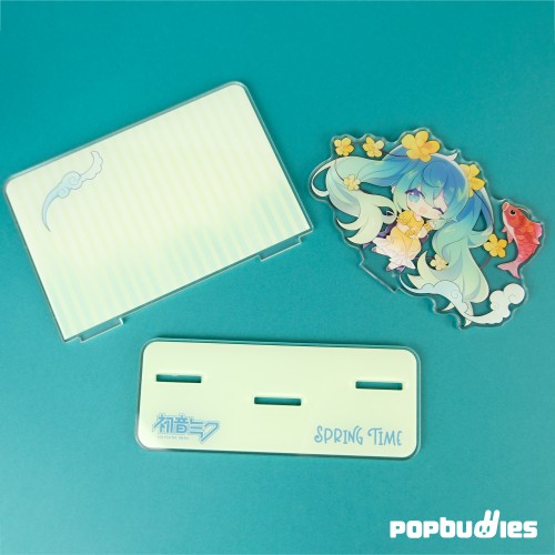 Hatsune Miku Spring Time Acrylic Stand Figure – Chibi Miku with Koi & Flowers
